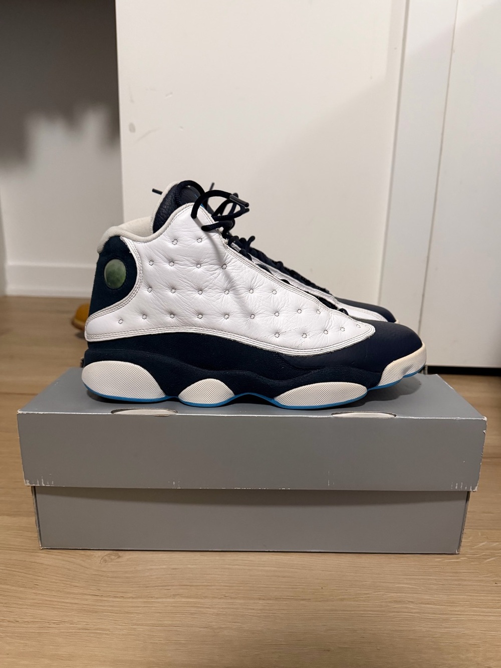 Air Jordan 13 Retro Obsidian White/Powder Blue Mens Sneakers
